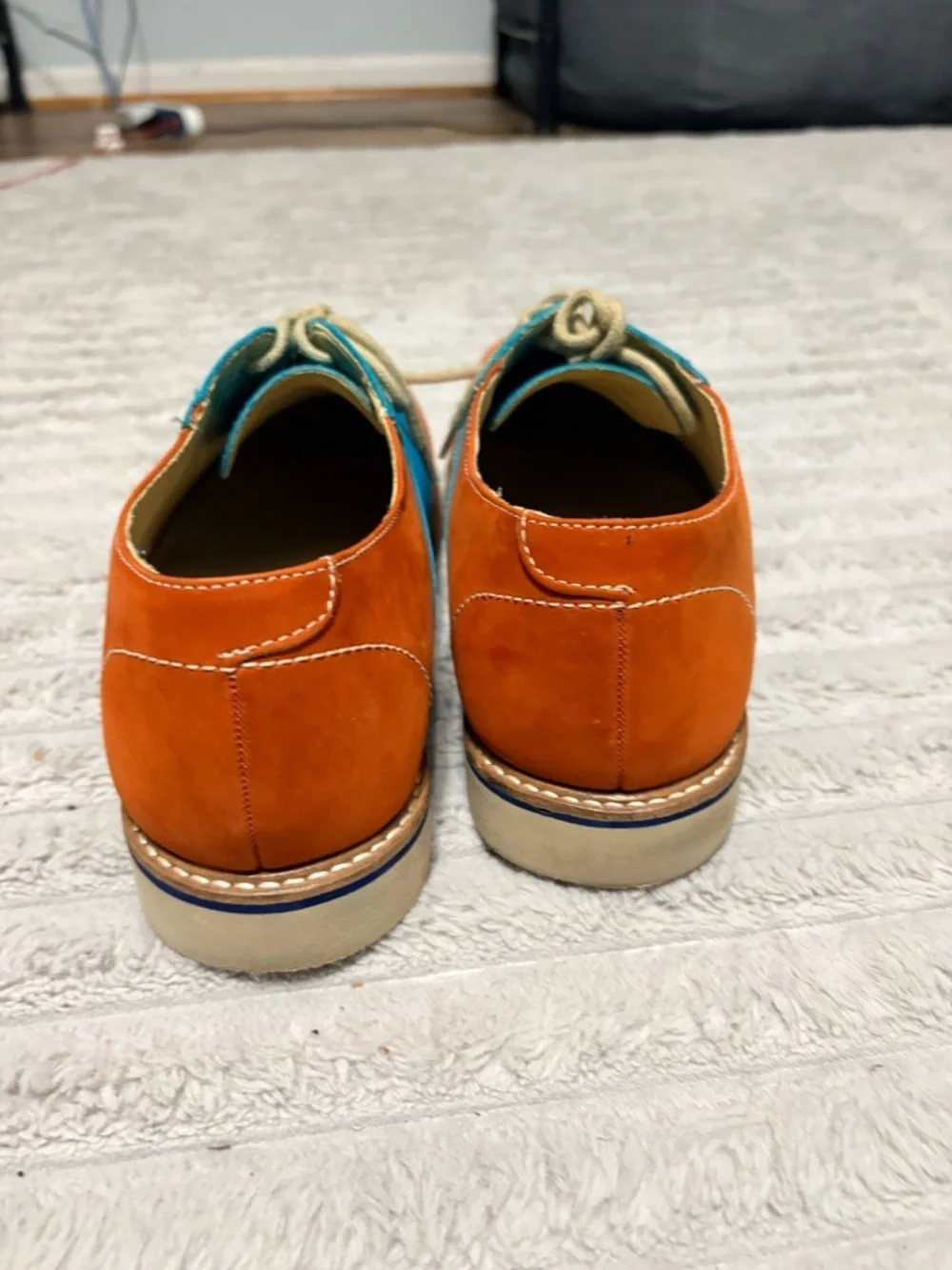 1901 Nordstrom Men’s 10 Oxford Dress Shoes Orange Blue Leather Colorblock